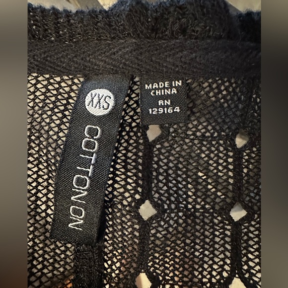 COTTON ON BLACK OPEN KNIT CARDIGAN SIZE XXS - Picture 5 of 7